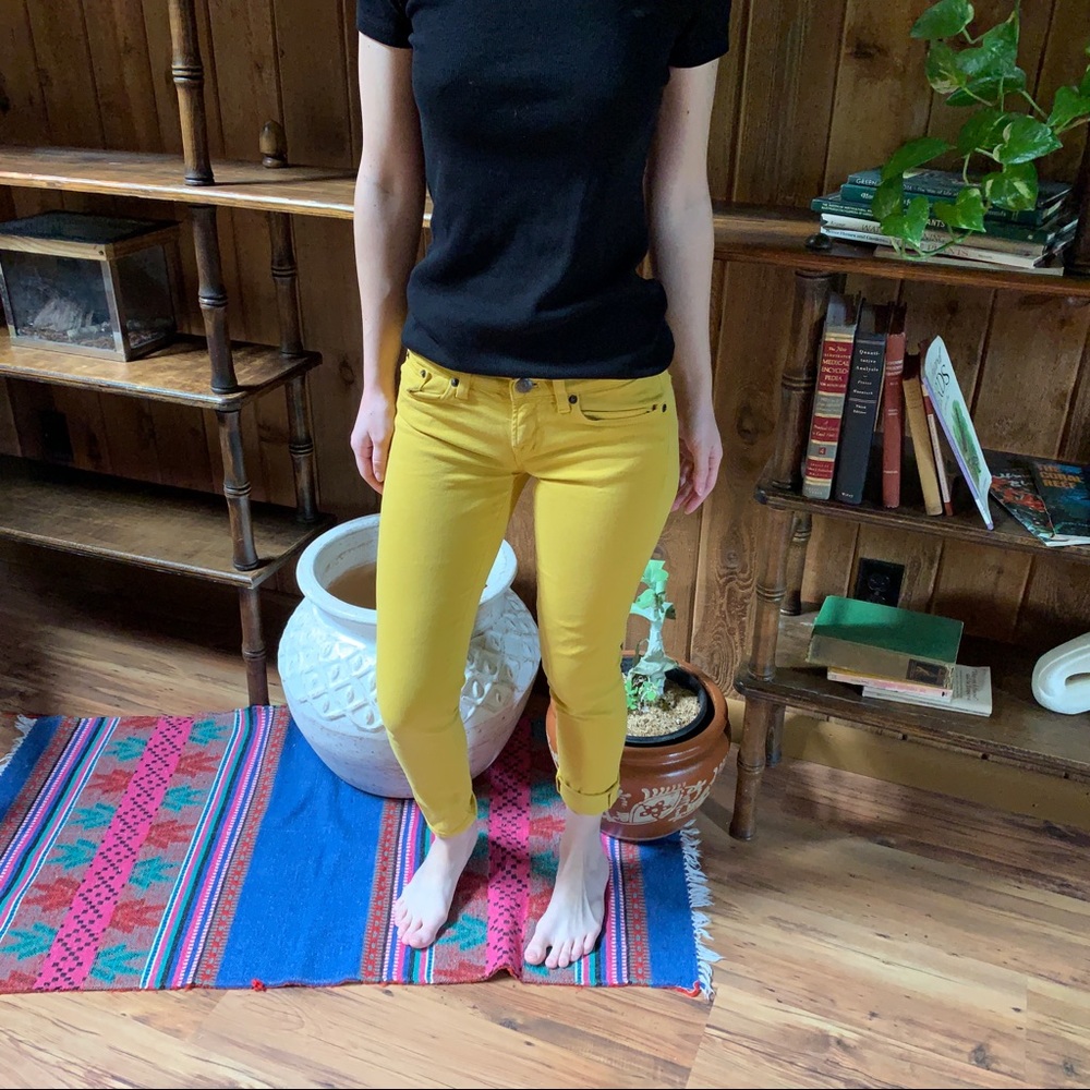 J crew mustard yellow pencil cropped jean pants 00